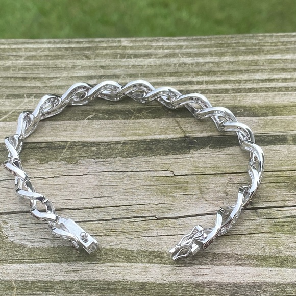 Danbury Mint Sterling Silver bracelet w/ mocha & clear simulated diamonds - Picture 8 of 16